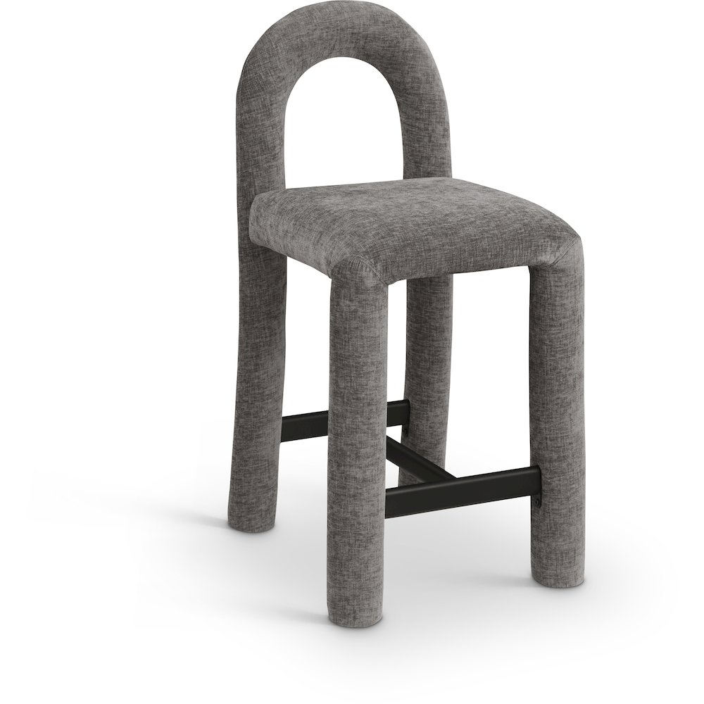 Amari Grey Chenille Fabric Stool. Picture 1