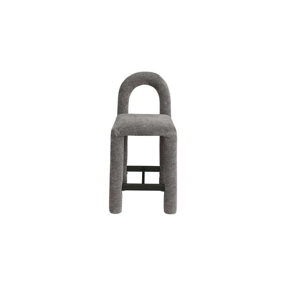 Amari Grey Chenille Fabric Stool. Picture 3