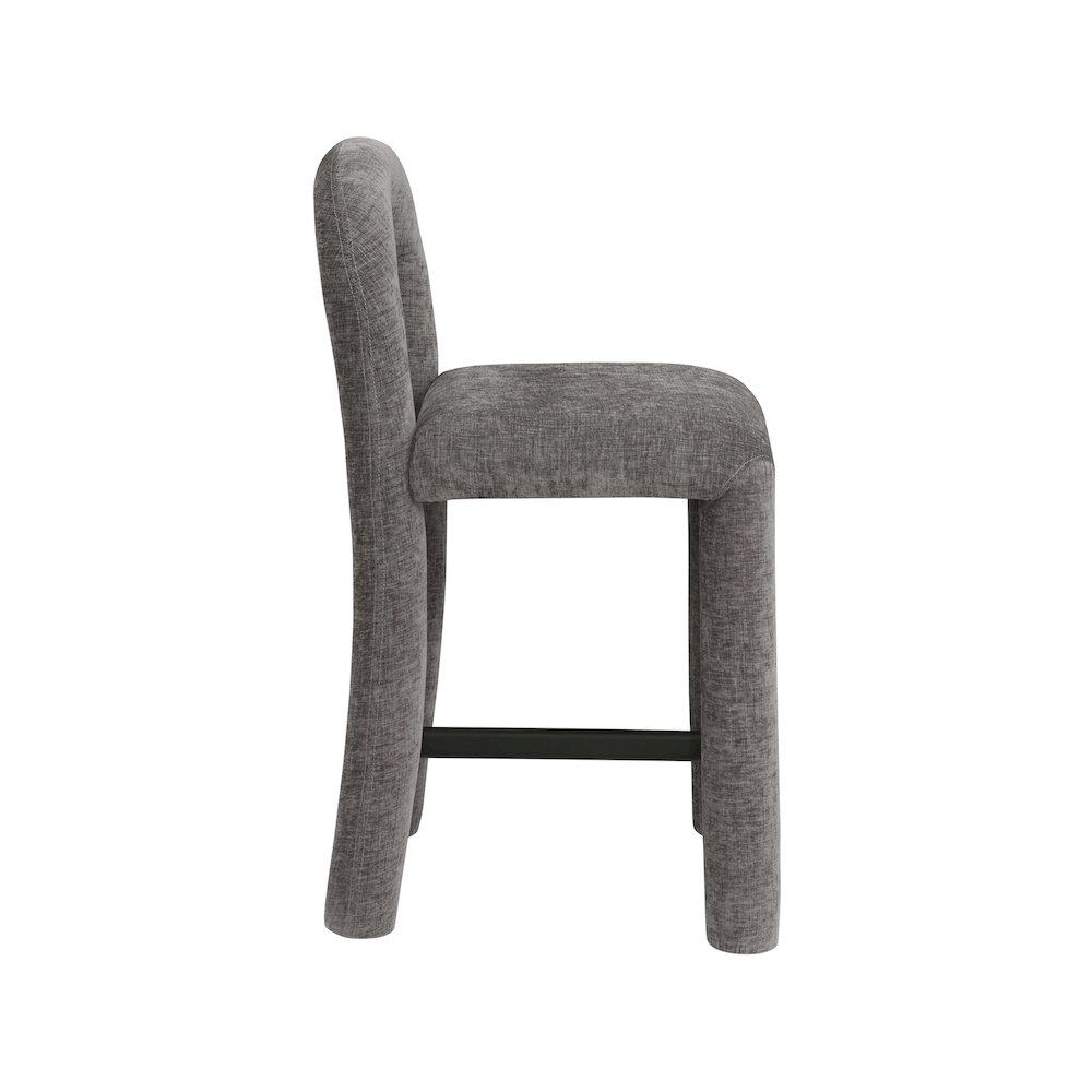 Amari Grey Chenille Fabric Stool. Picture 4