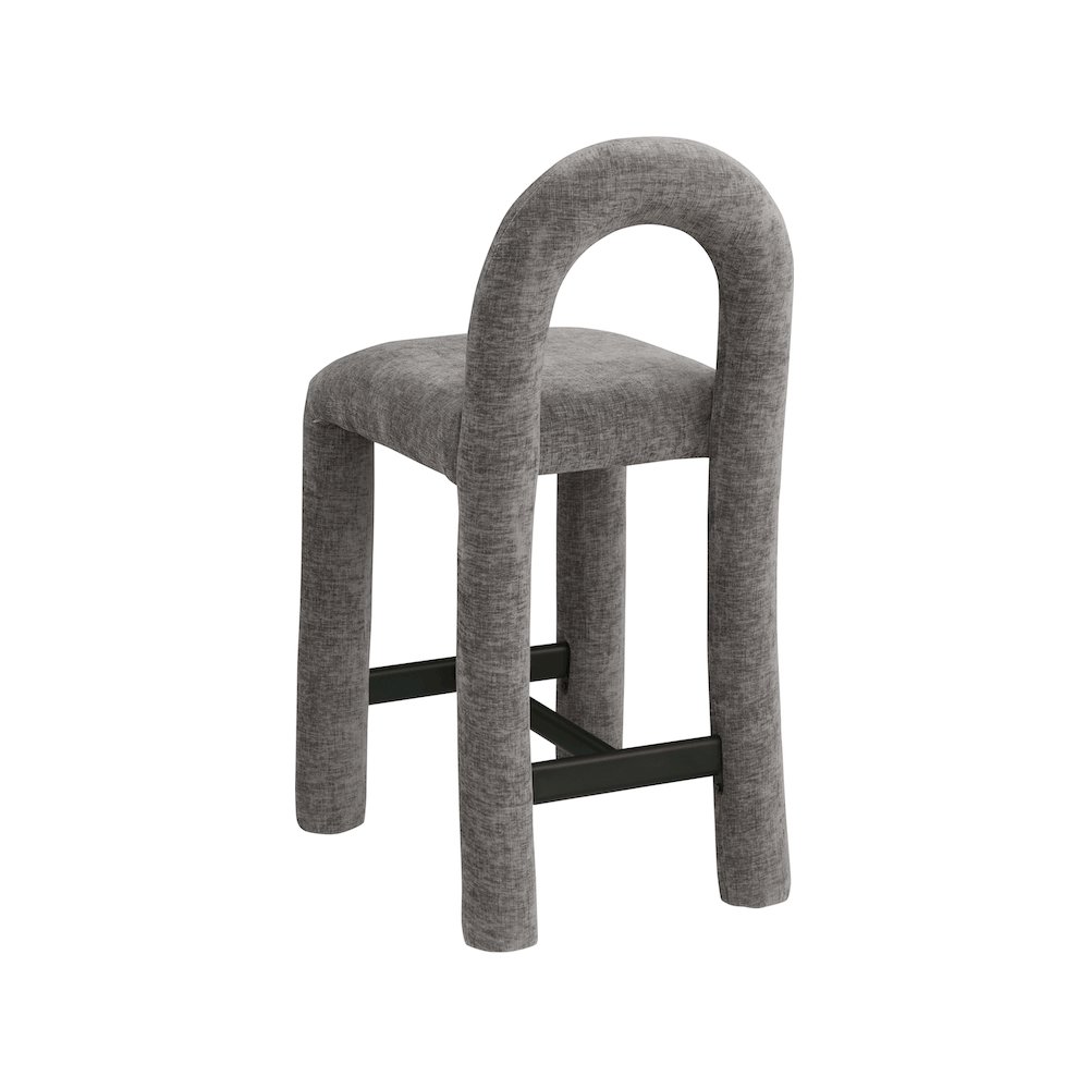Amari Grey Chenille Fabric Stool. Picture 6