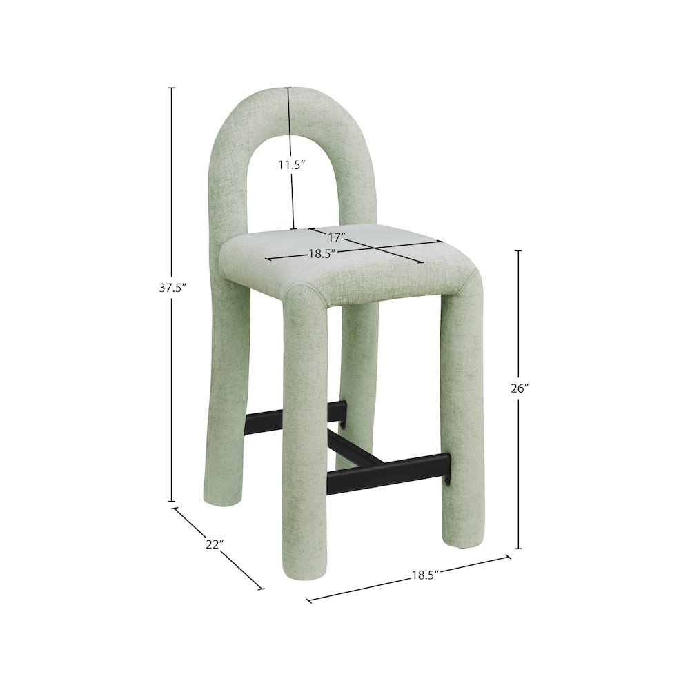 Amari Mint Chenille Fabric Stool. Picture 8