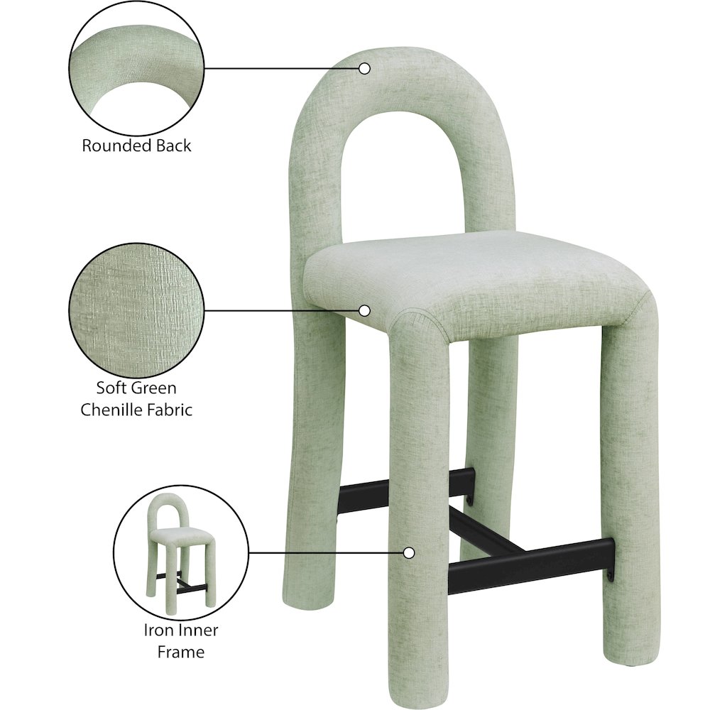 Amari Mint Chenille Fabric Stool. Picture 9