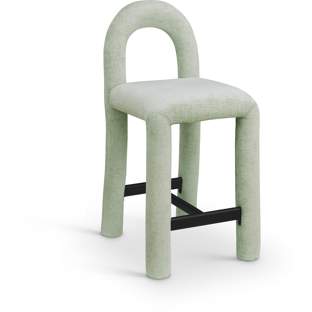 Amari Mint Chenille Fabric Stool. Picture 1