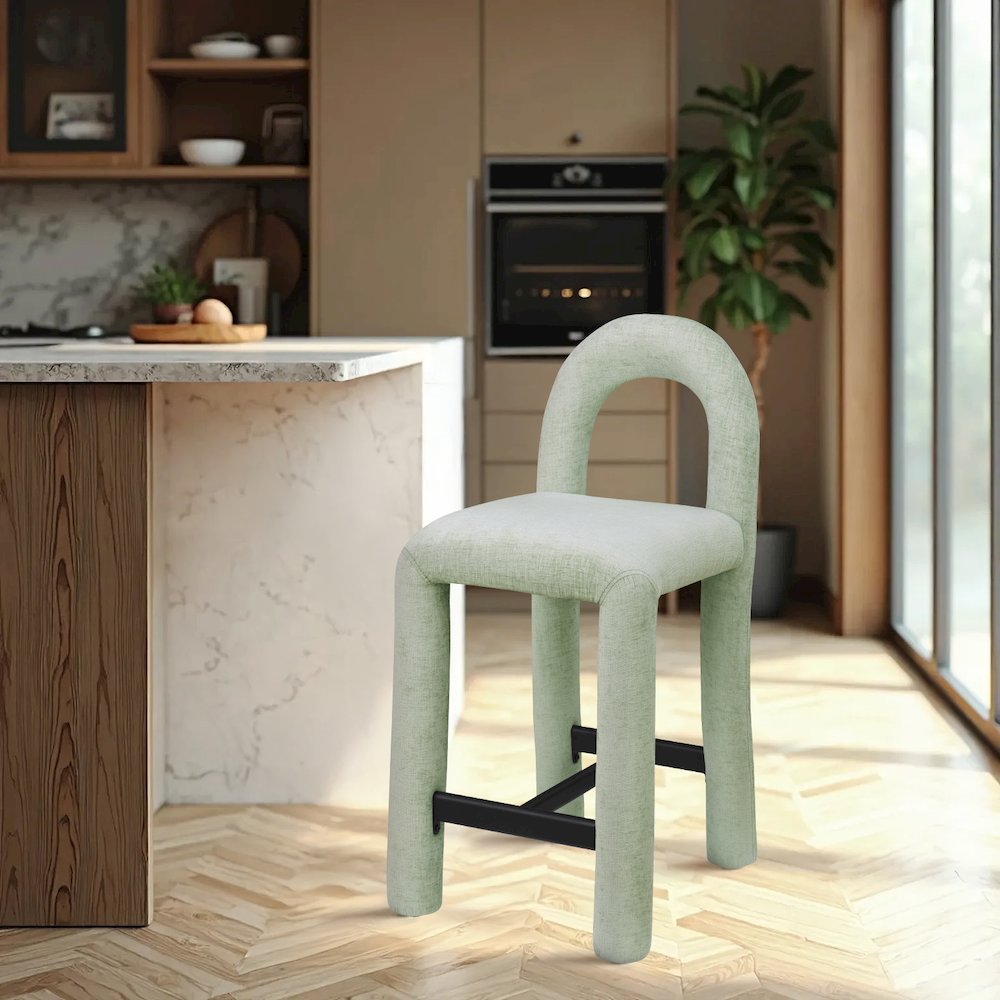 Amari Mint Chenille Fabric Stool. Picture 2