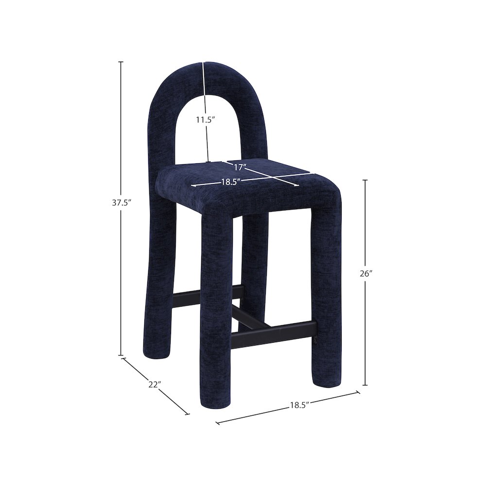 Amari Navy Chenille Fabric Stool. Picture 8