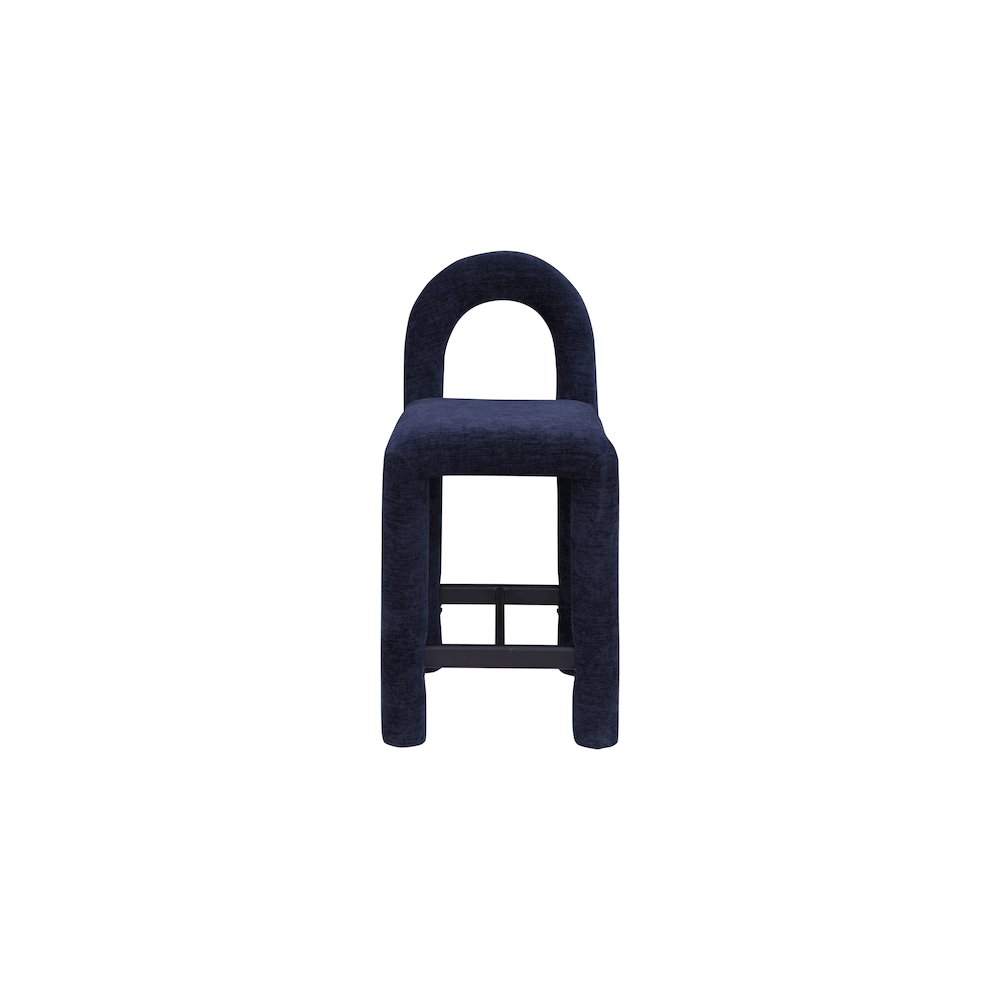 Amari Navy Chenille Fabric Stool. Picture 3