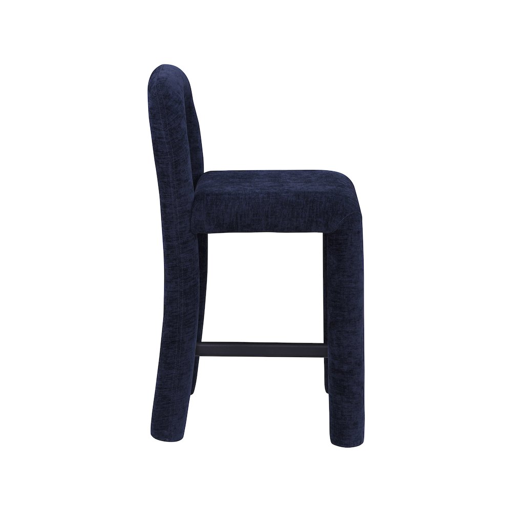Amari Navy Chenille Fabric Stool. Picture 4