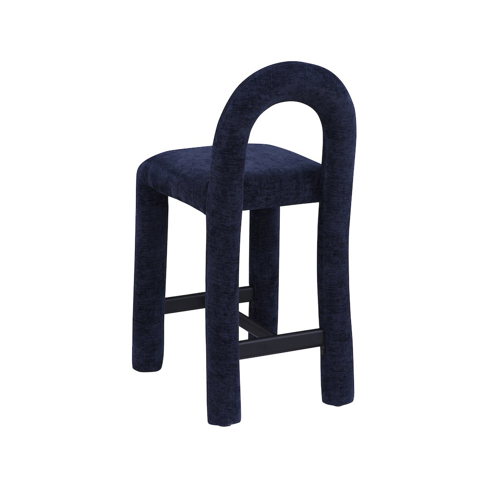 Amari Navy Chenille Fabric Stool. Picture 6