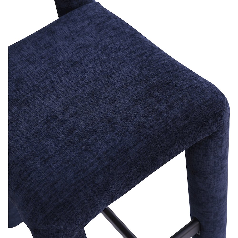 Amari Navy Chenille Fabric Stool. Picture 7