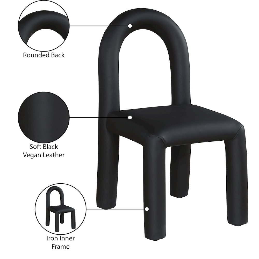 Amari Black Vegan Leather Dining Chair, Set of 2. Picture 9