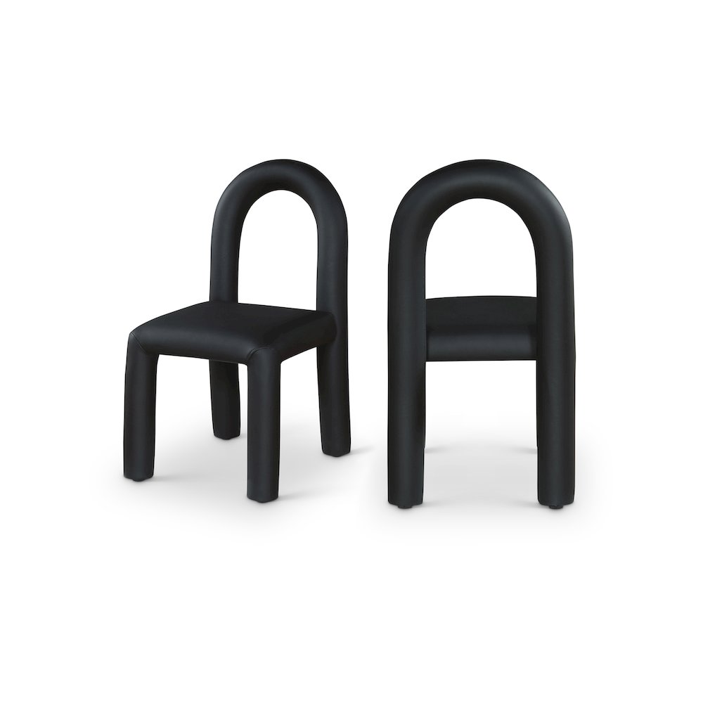 Amari Black Vegan Leather Dining Chair, Set of 2. Picture 1