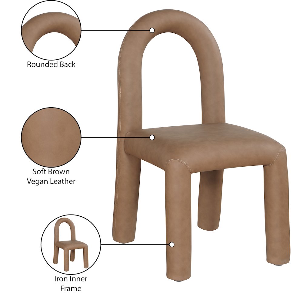 Amari Brown Vegan Leather Dining Chair, Set of 2. Picture 9