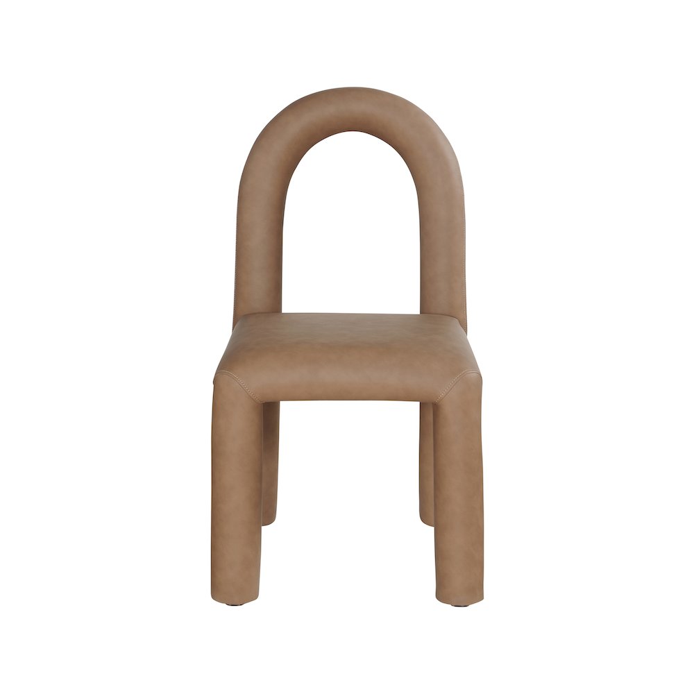 Amari Brown Vegan Leather Dining Chair, Set of 2. Picture 3