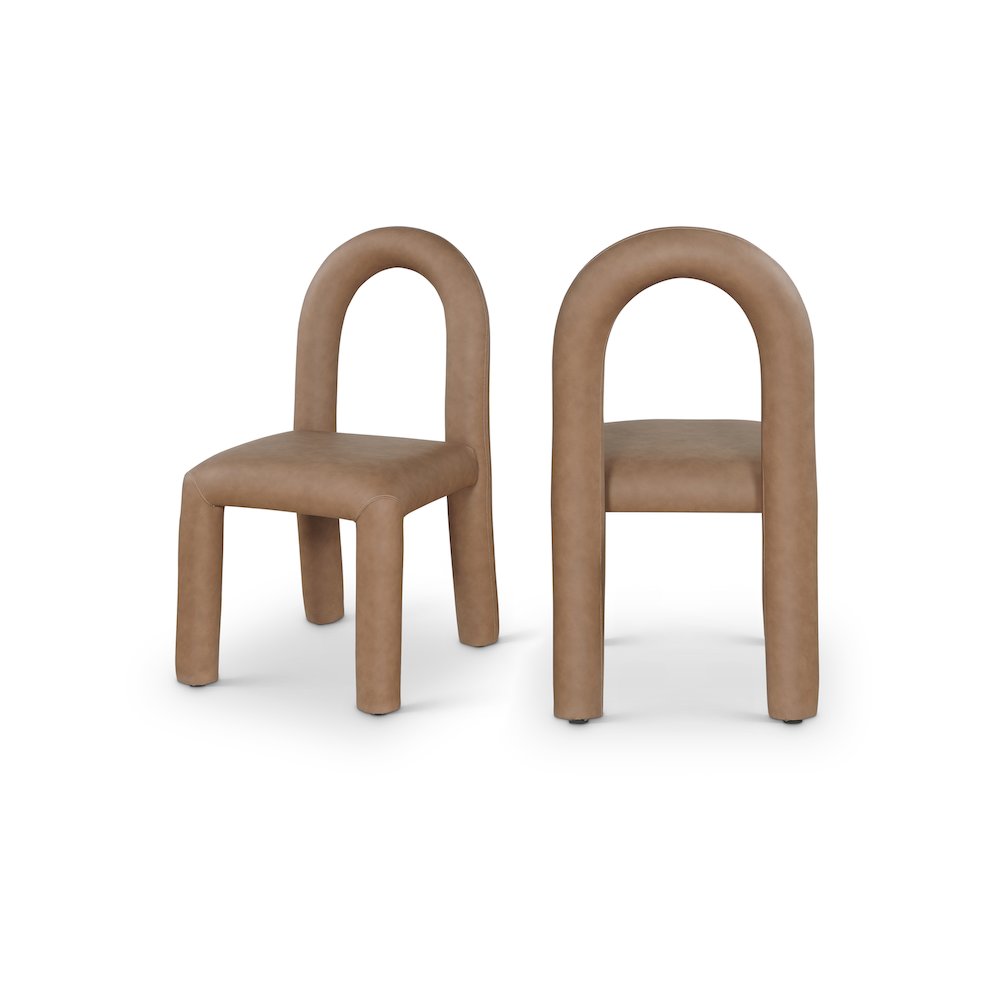 Amari Brown Vegan Leather Dining Chair, Set of 2. Picture 1