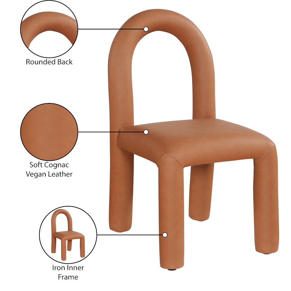 Amari Cognac Vegan Leather Dining Chair, Set of 2. Picture 9