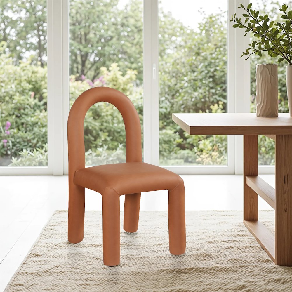 Amari Cognac Vegan Leather Dining Chair, Set of 2. Picture 2