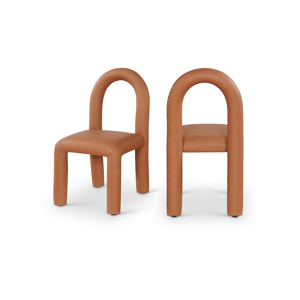 Amari Cognac Vegan Leather Dining Chair, Set of 2. Picture 1