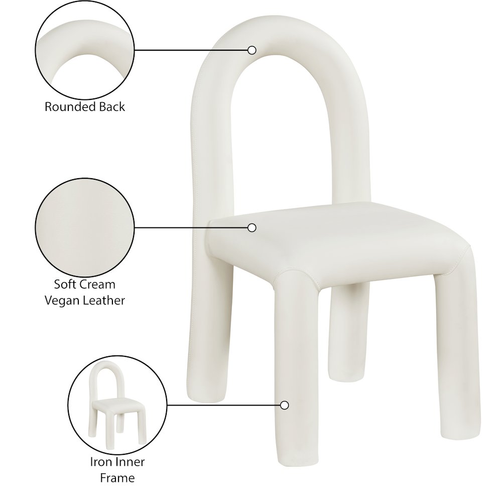 Amari Cream Vegan Leather Dining Chair, Set of 2. Picture 9