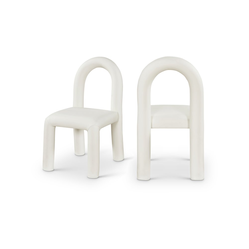 Amari Cream Vegan Leather Dining Chair, Set of 2. Picture 1