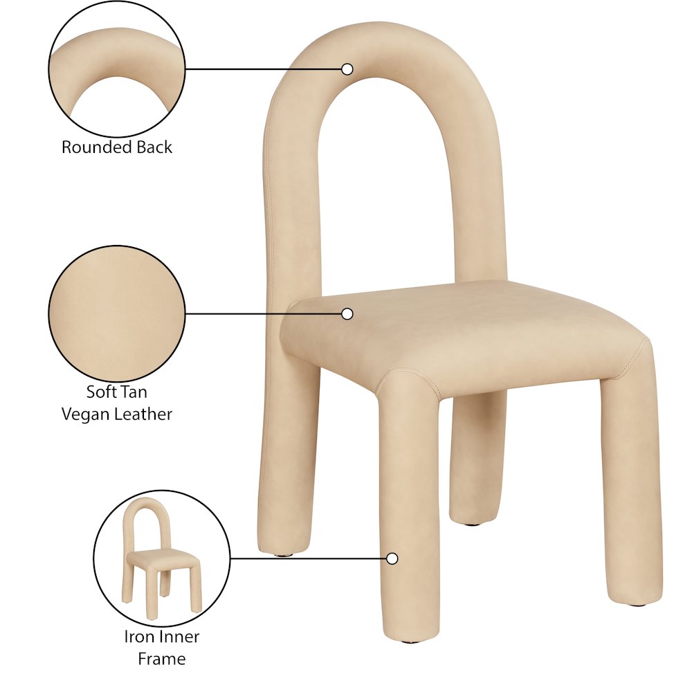 Amari Tan Vegan Leather Dining Chair, Set of 2. Picture 9