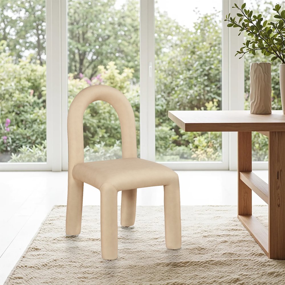 Amari Tan Vegan Leather Dining Chair, Set of 2. Picture 2