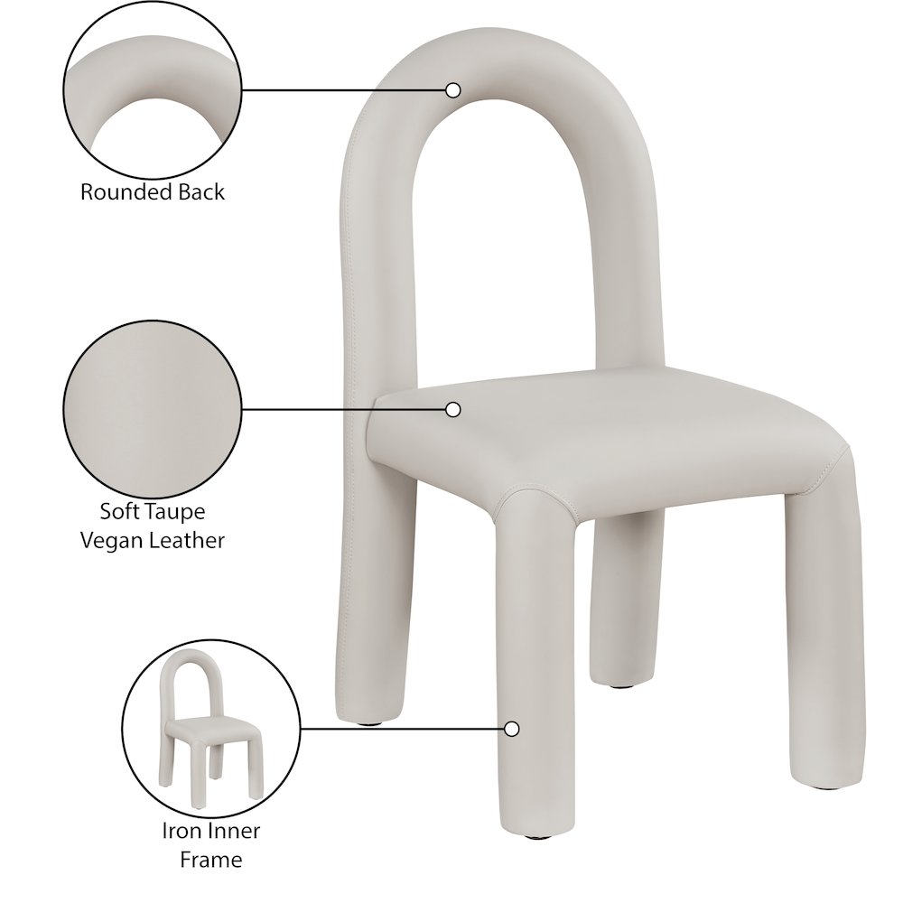 Amari Taupe Vegan Leather Dining Chair, Set of 2. Picture 9