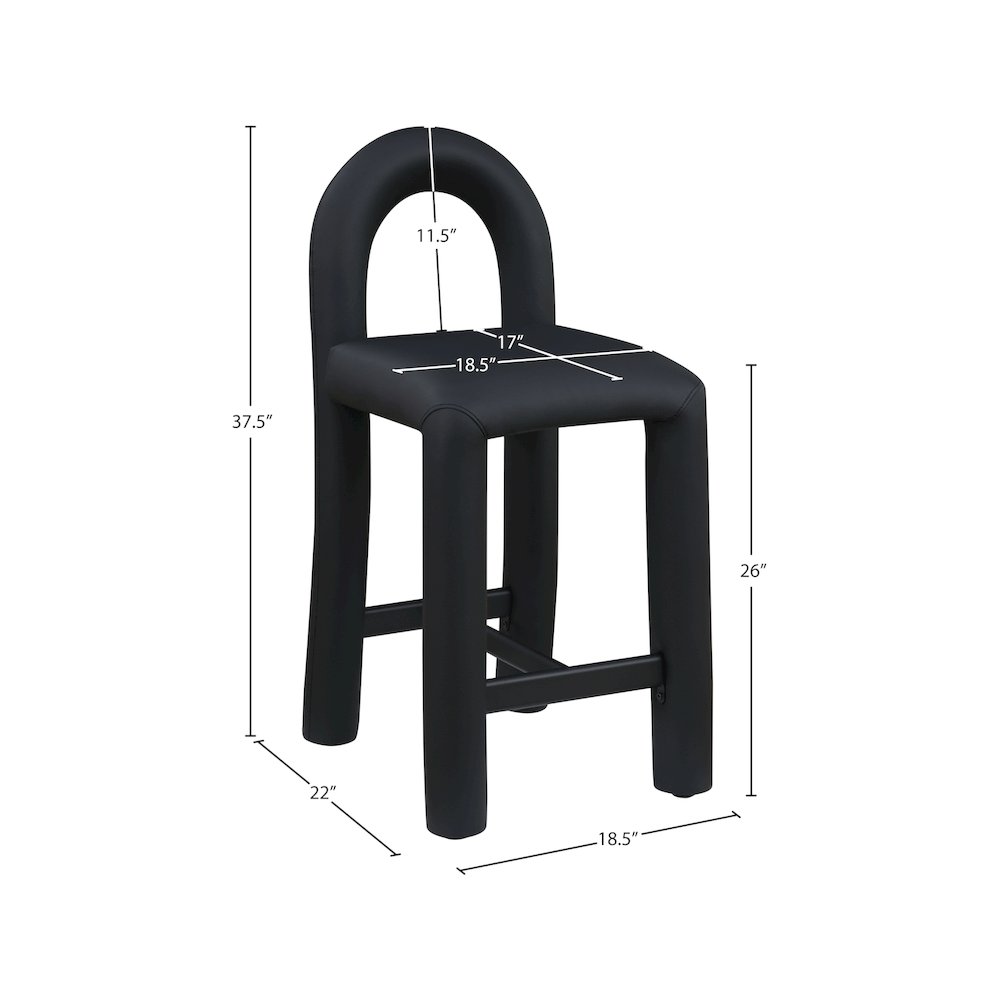 Amari Black Vegan Leather Stool. Picture 8