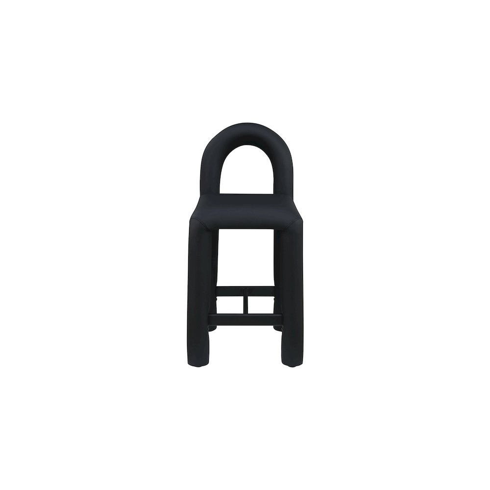 Amari Black Vegan Leather Stool. Picture 3
