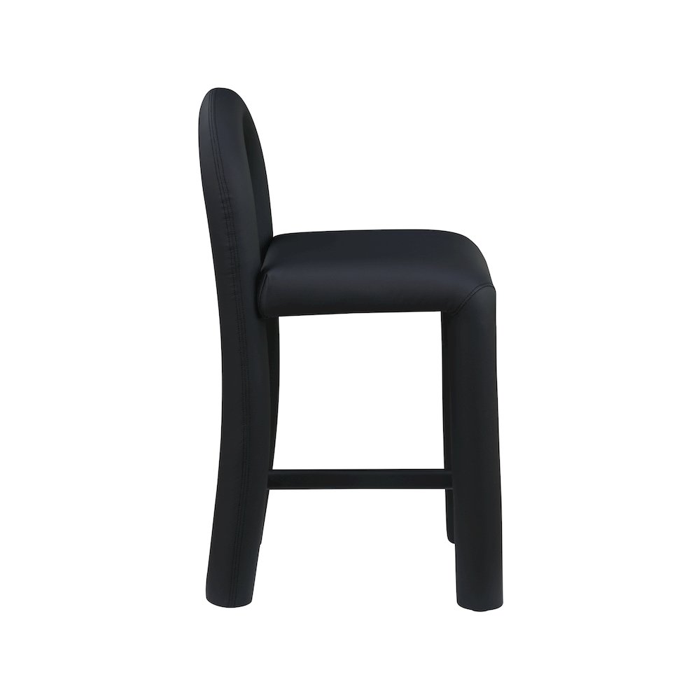 Amari Black Vegan Leather Stool. Picture 4