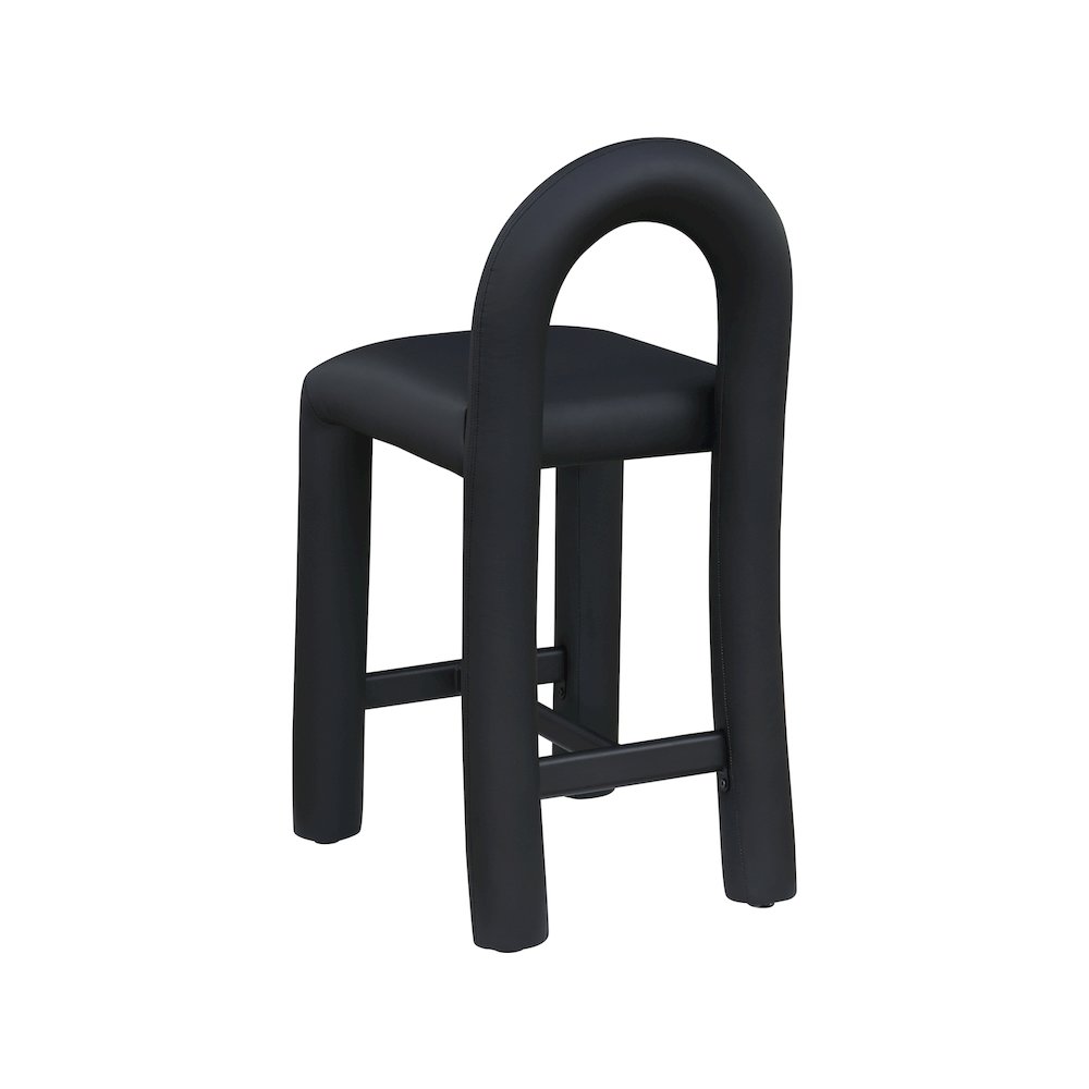 Amari Black Vegan Leather Stool. Picture 6