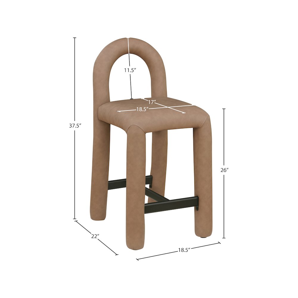 Amari Brown Vegan Leather Stool. Picture 8