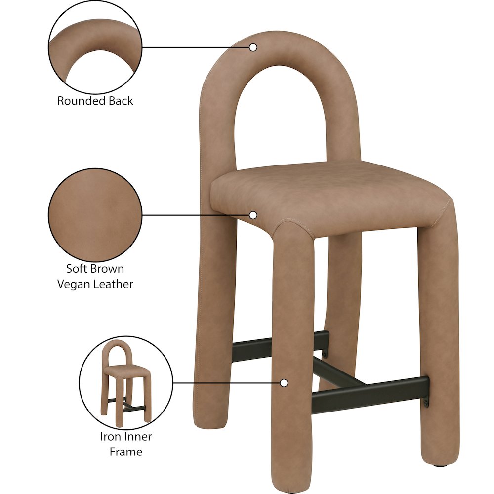 Amari Brown Vegan Leather Stool. Picture 9