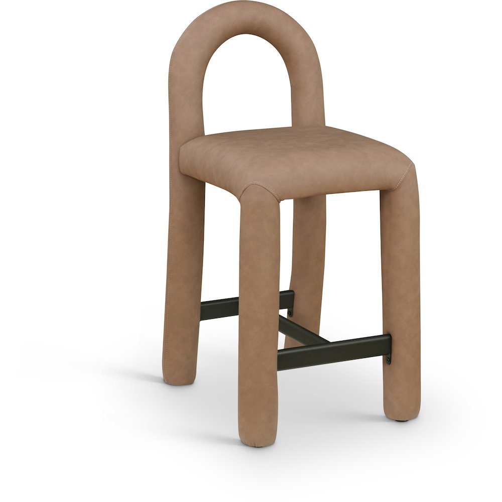 Amari Brown Vegan Leather Stool. Picture 1
