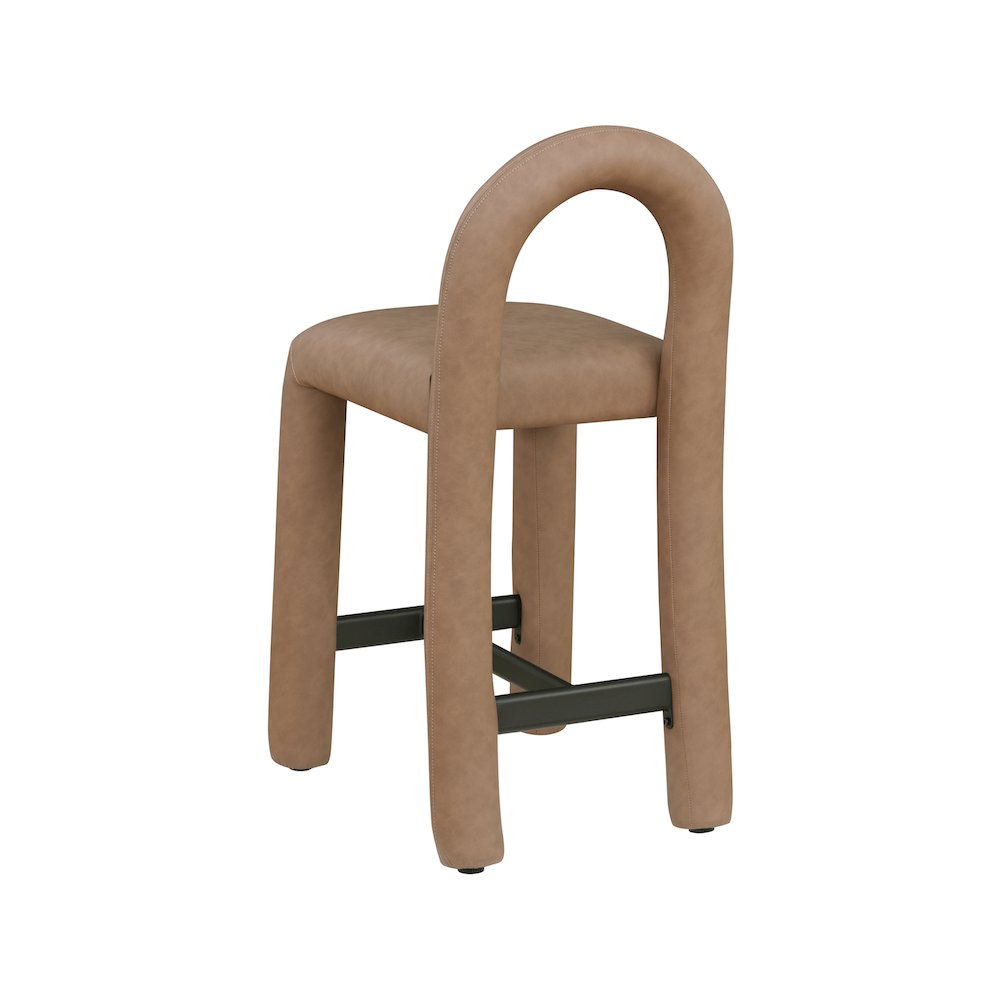 Amari Brown Vegan Leather Stool. Picture 6