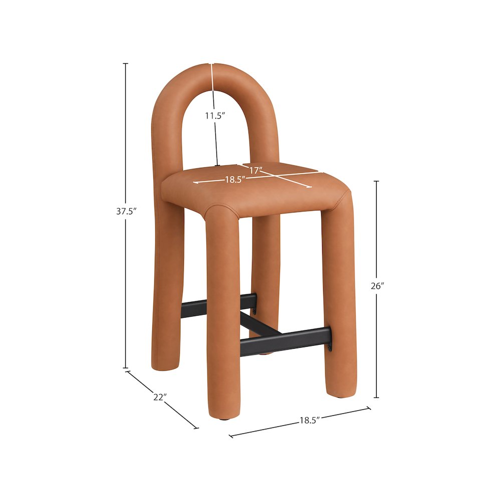 Amari Cognac Vegan Leather Stool. Picture 8