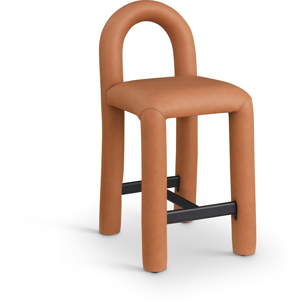 Amari Cognac Vegan Leather Stool. Picture 1