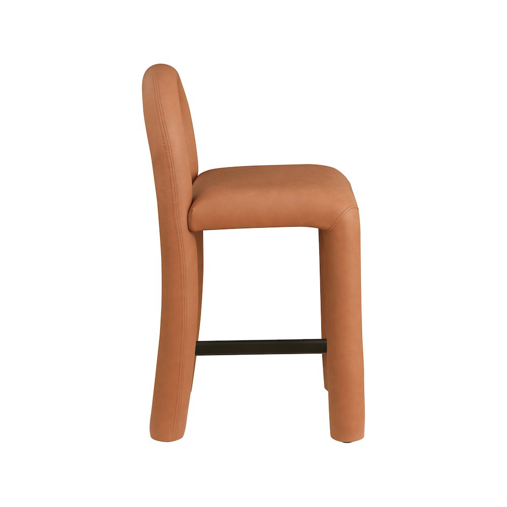 Amari Cognac Vegan Leather Stool. Picture 4