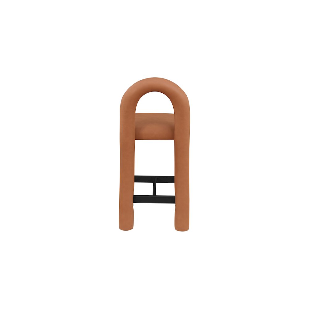 Amari Cognac Vegan Leather Stool. Picture 5