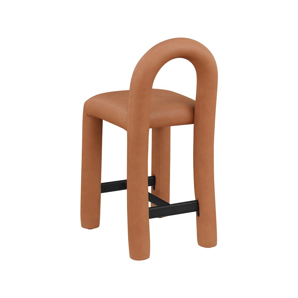 Amari Cognac Vegan Leather Stool. Picture 6