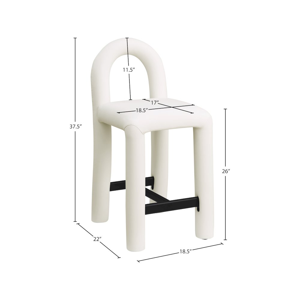 Amari Cream Vegan Leather Stool. Picture 8