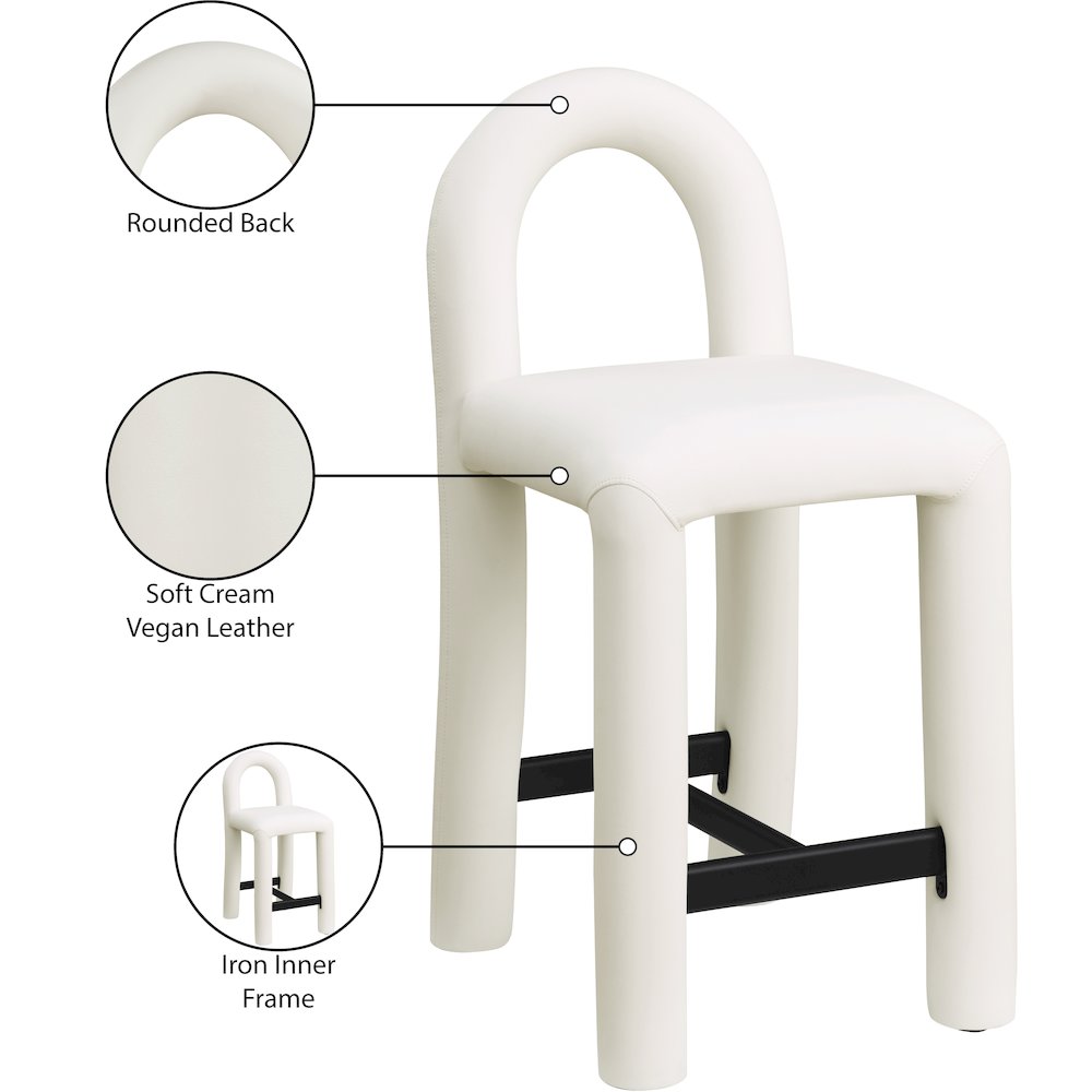 Amari Cream Vegan Leather Stool. Picture 9