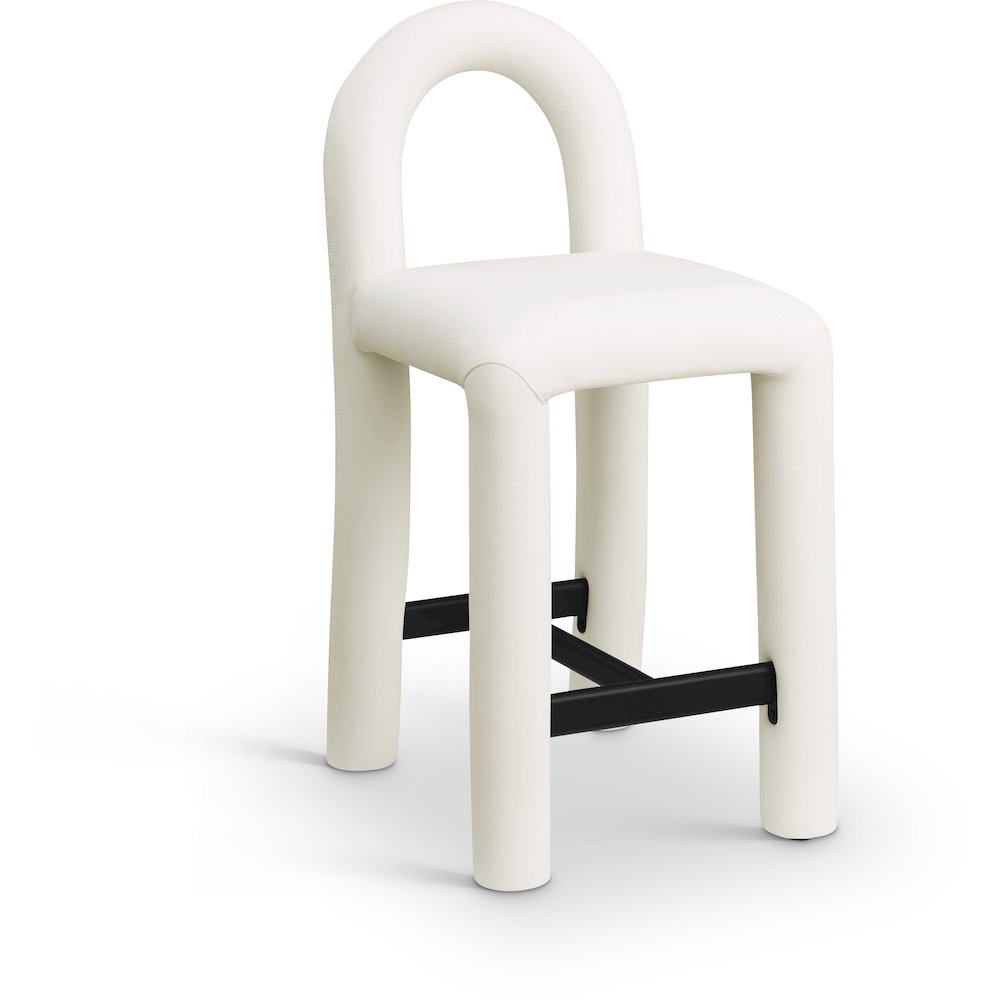 Amari Cream Vegan Leather Stool. Picture 1