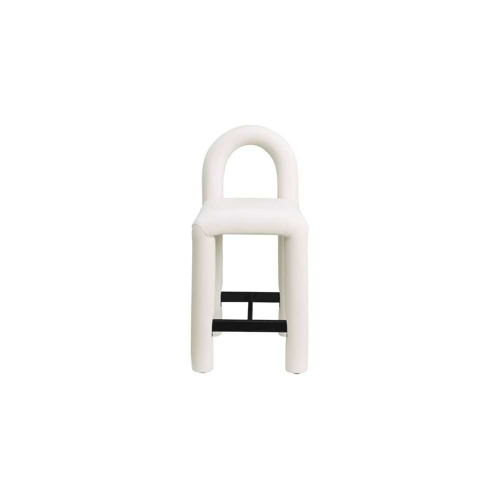 Amari Cream Vegan Leather Stool. Picture 3