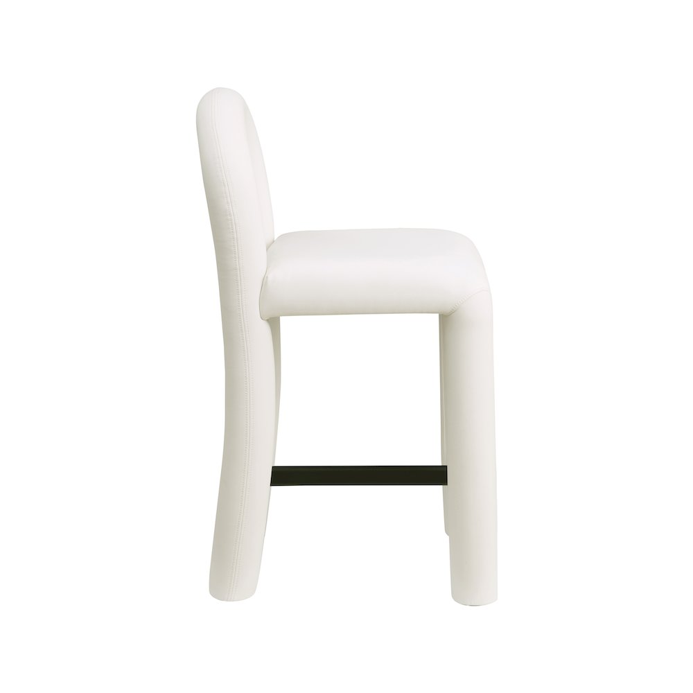 Amari Cream Vegan Leather Stool. Picture 4