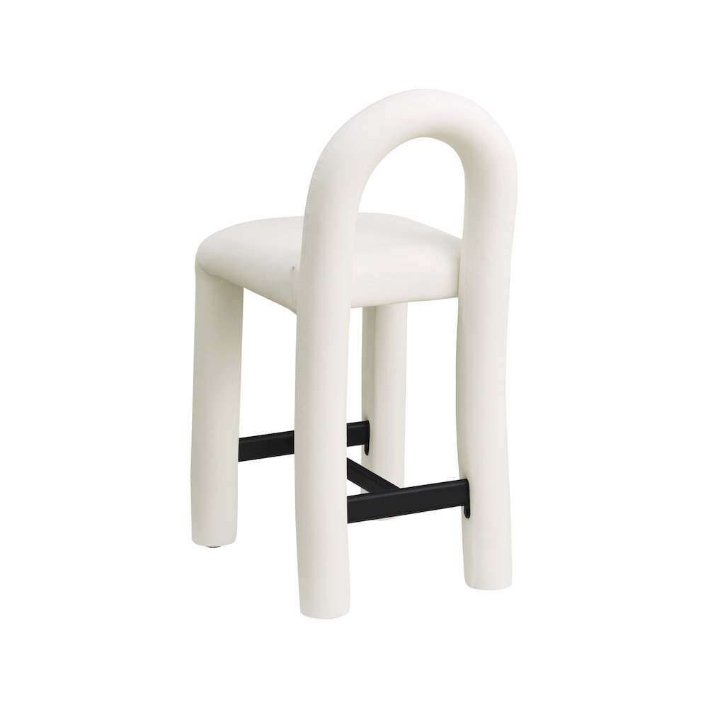 Amari Cream Vegan Leather Stool. Picture 6