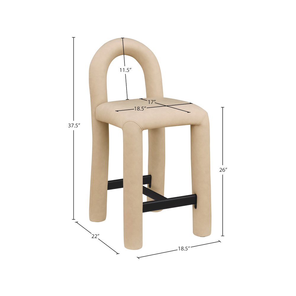 Amari Tan Vegan Leather Stool. Picture 8