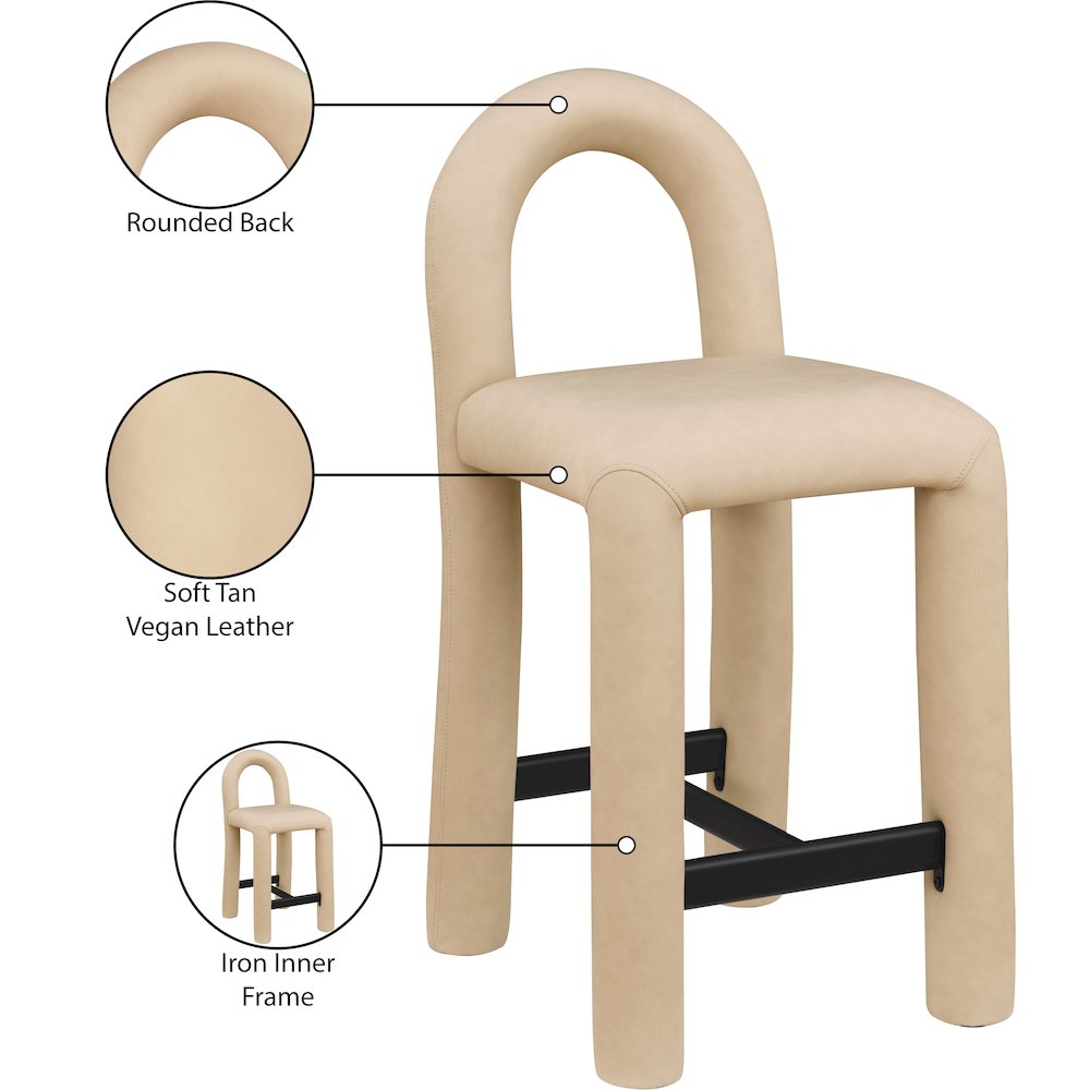 Amari Tan Vegan Leather Stool. Picture 9