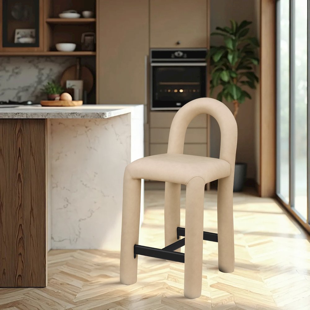 Amari Tan Vegan Leather Stool. Picture 2