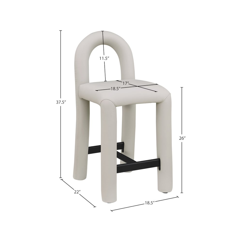 Amari Taupe Vegan Leather Stool. Picture 8