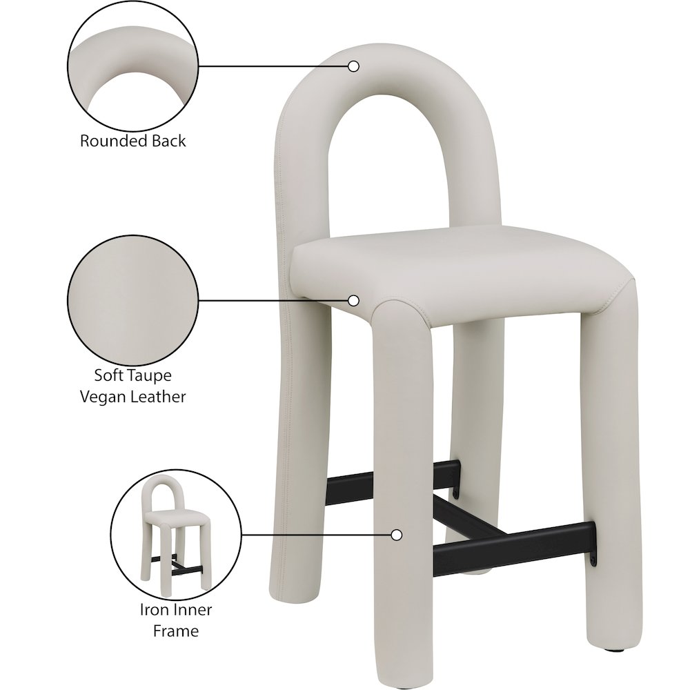Amari Taupe Vegan Leather Stool. Picture 9